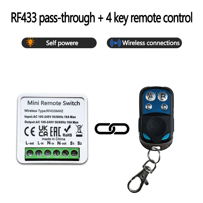 RF433 Remote Control Smart Wireless Lighting Switch 110V 220V Mini Module ON/OFF Transmitter For Led Light Bulb DIY Garage Doors