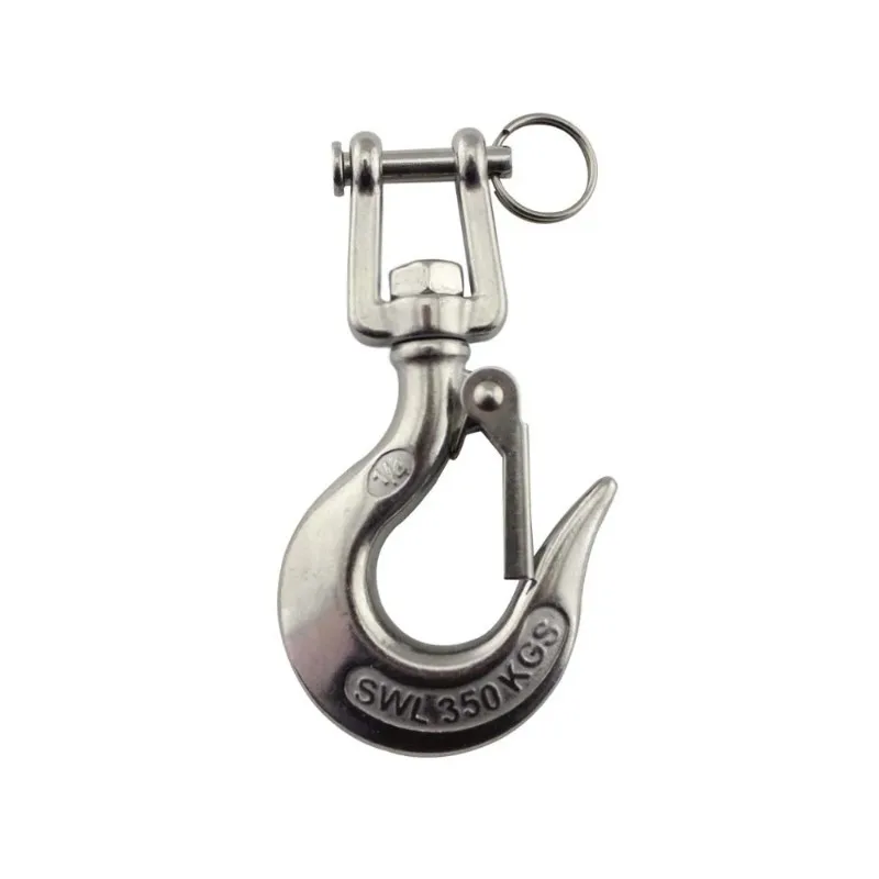 Silver Loading 304 Stainless Steel Lifting Chain Hoist Eye Swivel Rotatable Cargo Hook Shackle Swivel Snap Hook Load  HeavyDuty