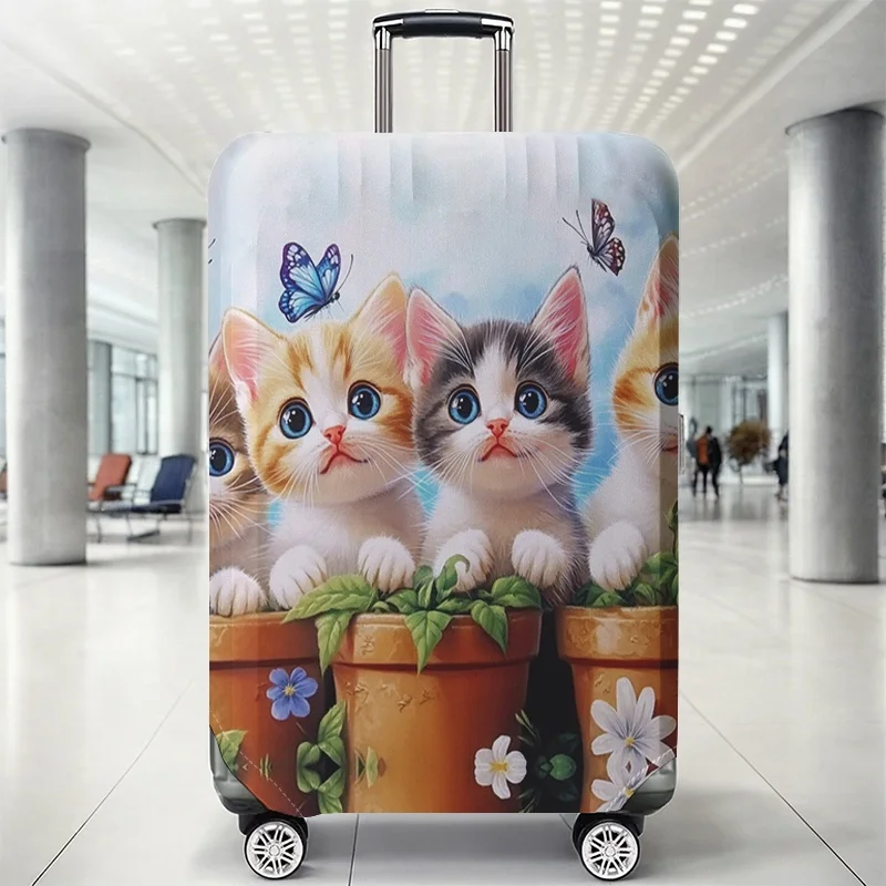 

Flower pot cat and butterfly pattern luggage protection cover, suitable for 18-32 inch luggage covers, luggage handle gloves, tr