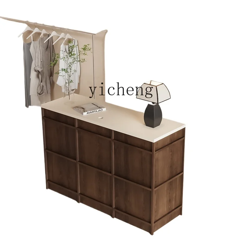 HYS store checkout page Home bar table Small counter Simple oil wind solid wood dining side cabinet