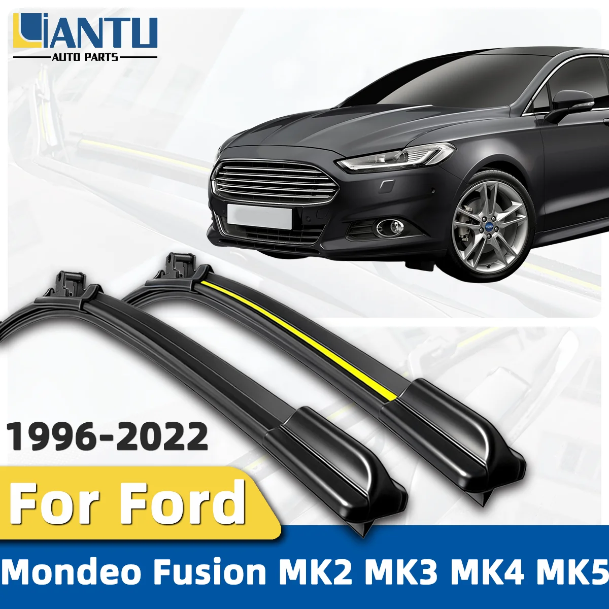 2 Stück Auto-Scheibenwischer für Ford Mondeo Fusion MK2 MK3 MK4 MK5 1996-2022 Frontwischerblätter Premium-Zubehör 2021 2020 2019