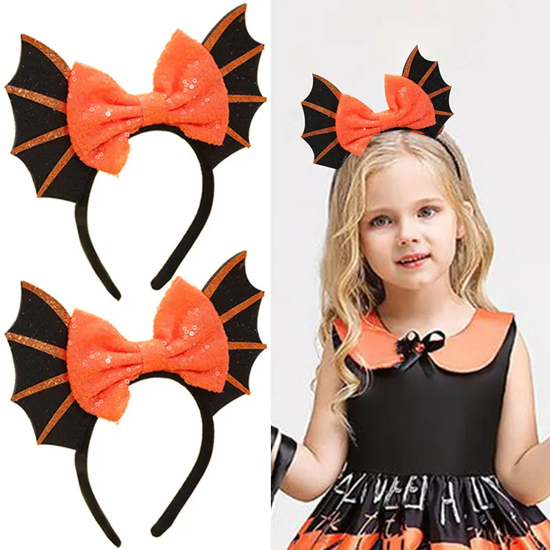 

Lovely Ears Bows Hairbands Halloween Sequin Glitter Headbands Kids Elegant Hair Accessories Girls Cosplay Party Hair Hoops