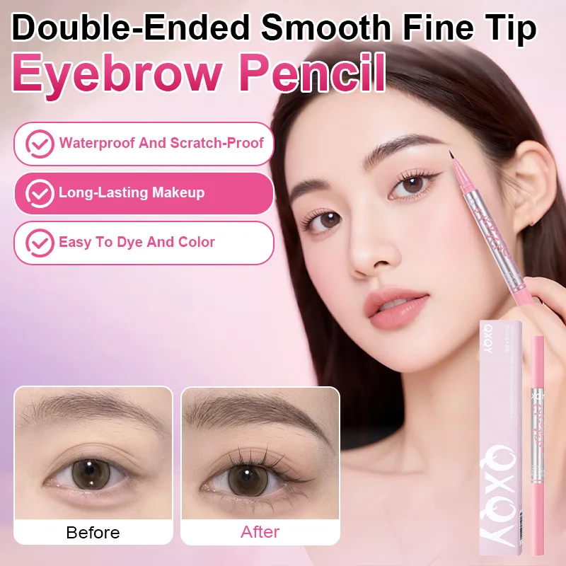 Dualended Eyebrow Pencil Ultra Fine Eyebrow Pencil Waterproof Long Lasting Double Ended Natural Definition Makeup Tool