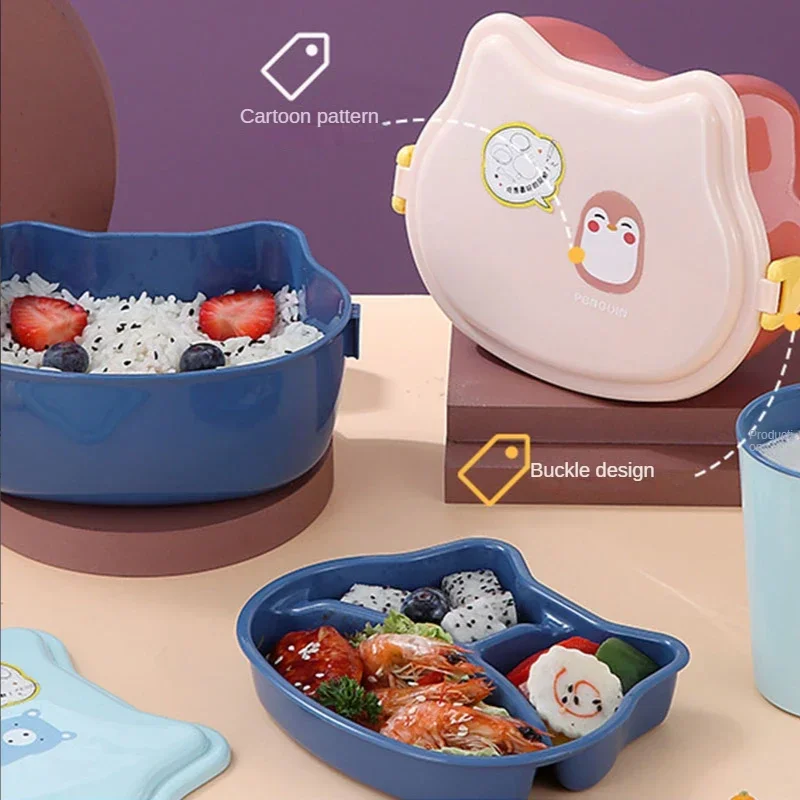 2 Layer Children Snack Fruit Lunch Box Cartoon Microwavable Bento Box for Kids Student Fresh Keeping Office Worker Food Storage