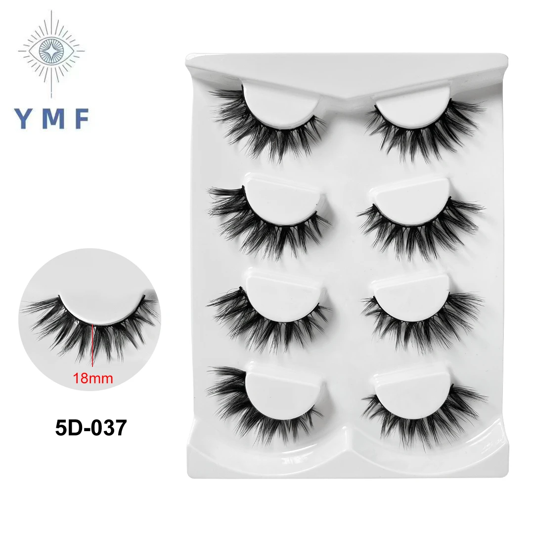 YMF New 4 Pairs Natural False Eyelashes Makeup 5d  Extension  Eyelashes for Beauty 5D-037