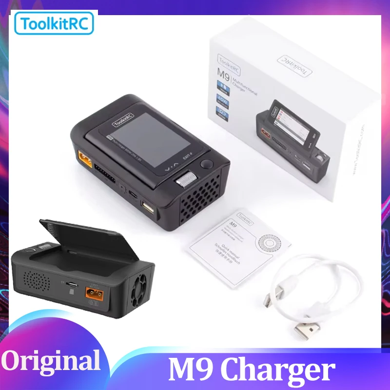 ToolkitRC M9 Charger 20A Adjustable 2.4-inch IPS Screen Fast Charing DC Smart Charger with Audio Function For 1-8S Lipo Battery