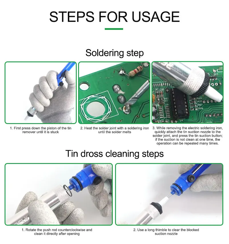 RELIFE RL-084 Aluminum Metal Desoldering Pump Suction Tin Gun Soldering Sucker Pen Removal Soldedr paste Welding Hand Tools