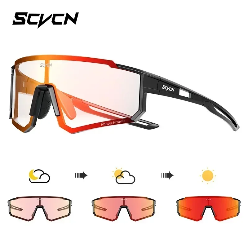 SCVCN Blue Photochromic Cycling Glasses UV400 Sunglasses for Men Cycling Road MTB Bike Glasses and Women Casual Hiking Windproof