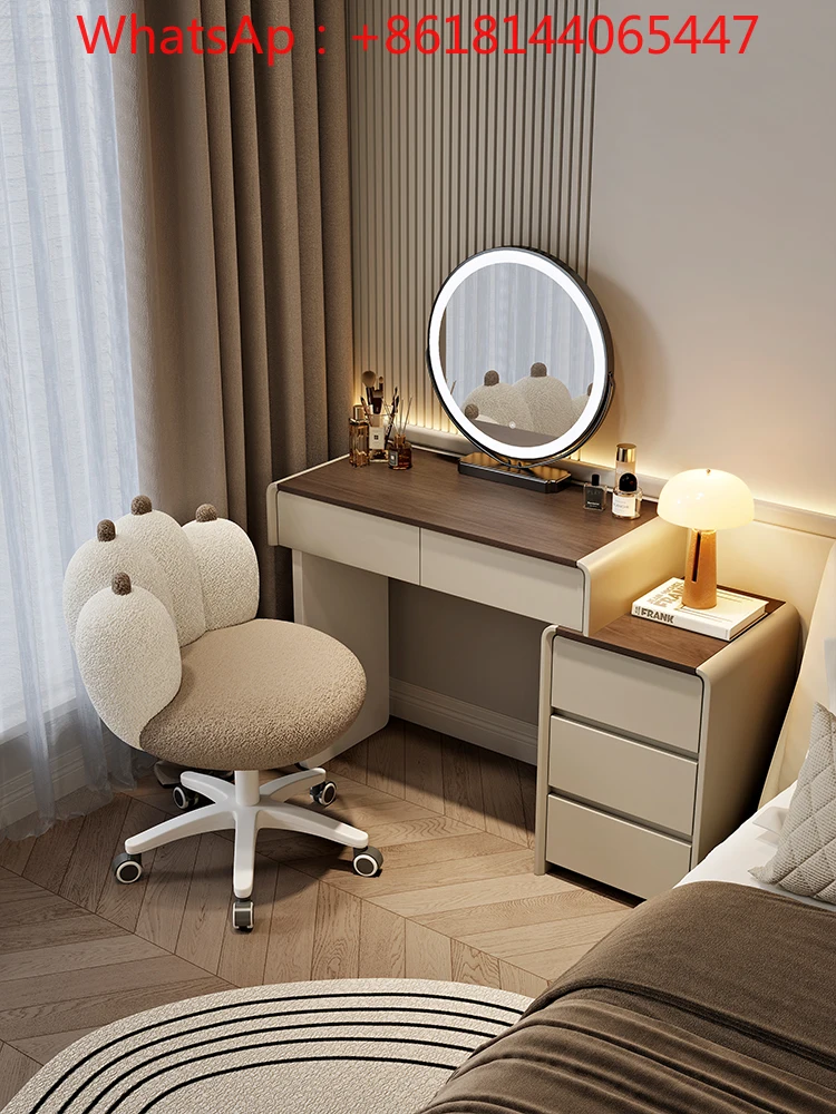 

2025 new small apartment solid wood dresser bedroom modern simple cream style master bedroom makeup table chest integrated