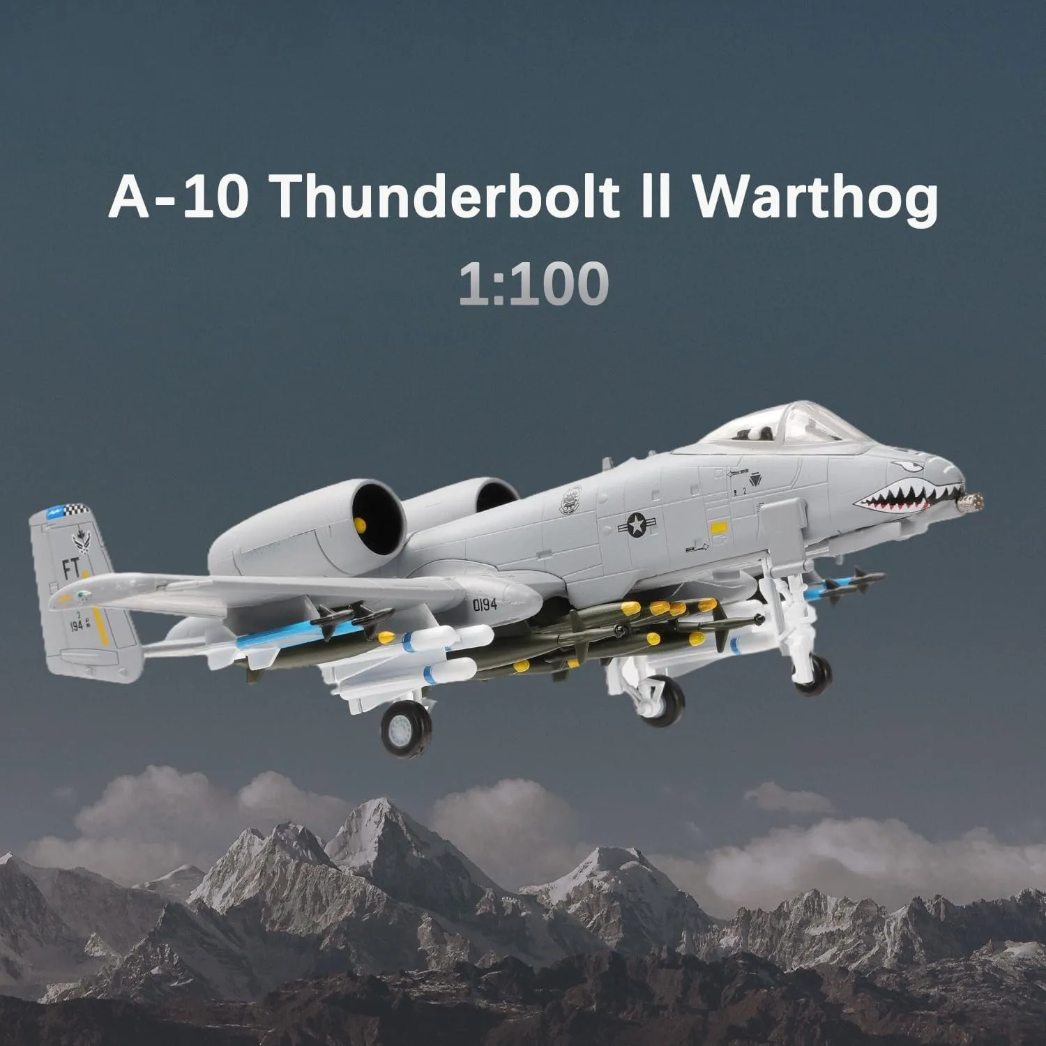 1:100 Scale A-10 Thunderbolt II Warthog Metal Fighter Jet Model Military Die-cast Aircraft Models for Collection or Gift