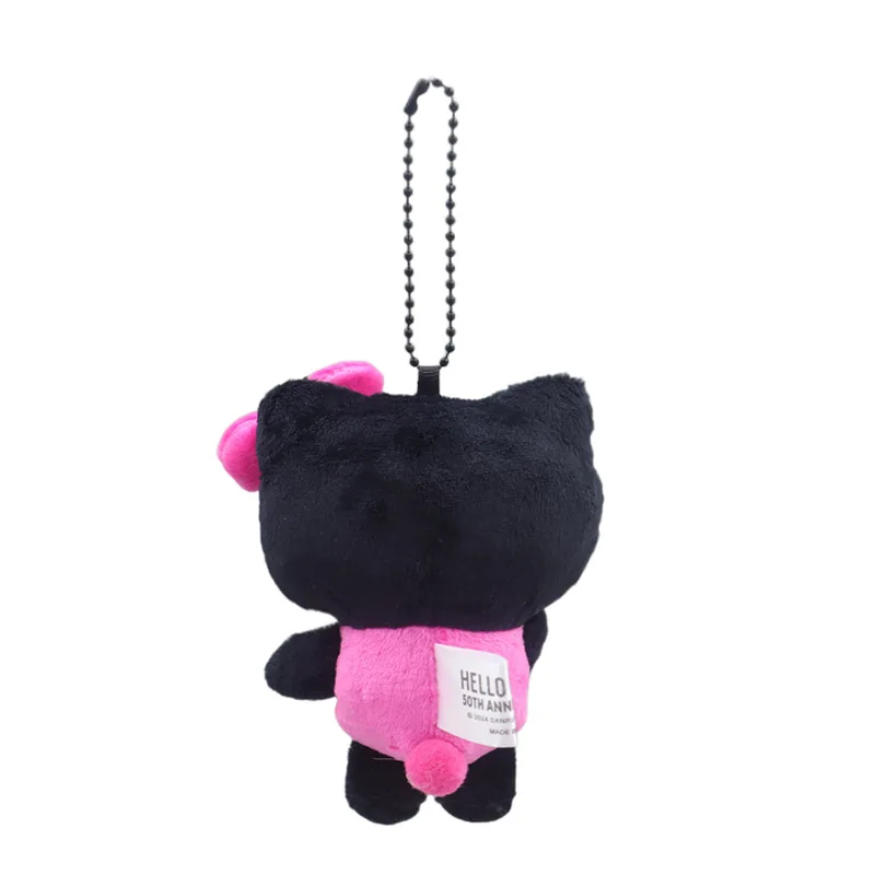 Sanrio Black Skin Hello Kitty Plush Toys Kawaii Cartoon Backpack Decoration Keychain Decoration Doll Girl Birthday Creative Gift