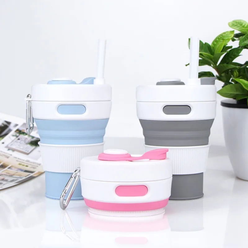 

New Foldable Mini Portable Dopamine Colored Silicone Straw Cup for Easy Storage and Outdoor Use