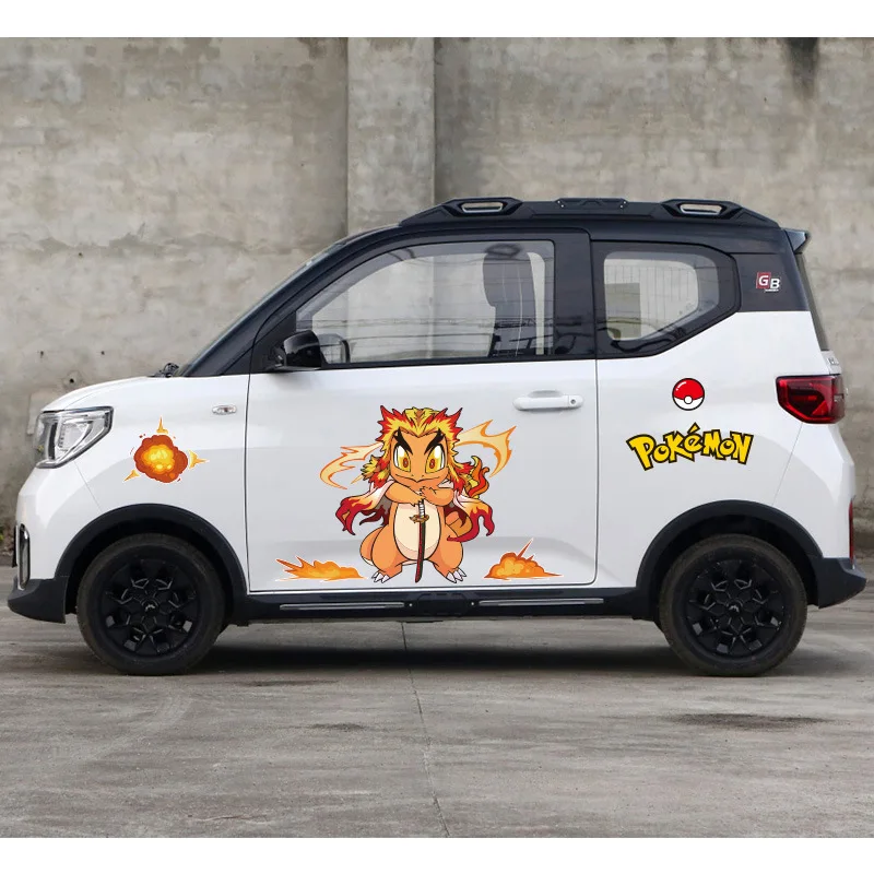 Pokemon Anime Pikachu Car Sticker Cartoon Charizard Cute Creative Waterproof Decoration Sticker Body Cover Anti Scratch Sticker