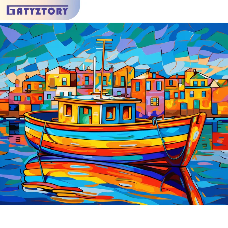 

GATYZTORY Modern Painting By Numbers Colorful Ship Diy Gift Canvas Painting For Handiwork Home Decors Picture Paint Art Painting