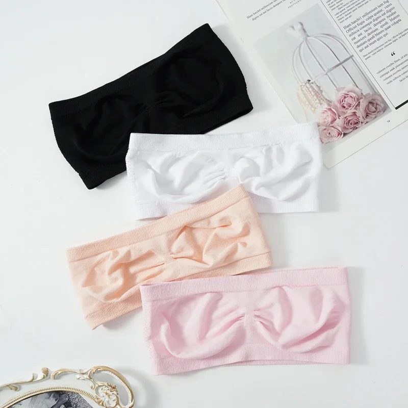 Women‘s Summer Breathable Strapless Crop Top Invisible Chest Wraps Tube Tops Soft Comfort Bra Intimate Hollow Out Brassiere image 3