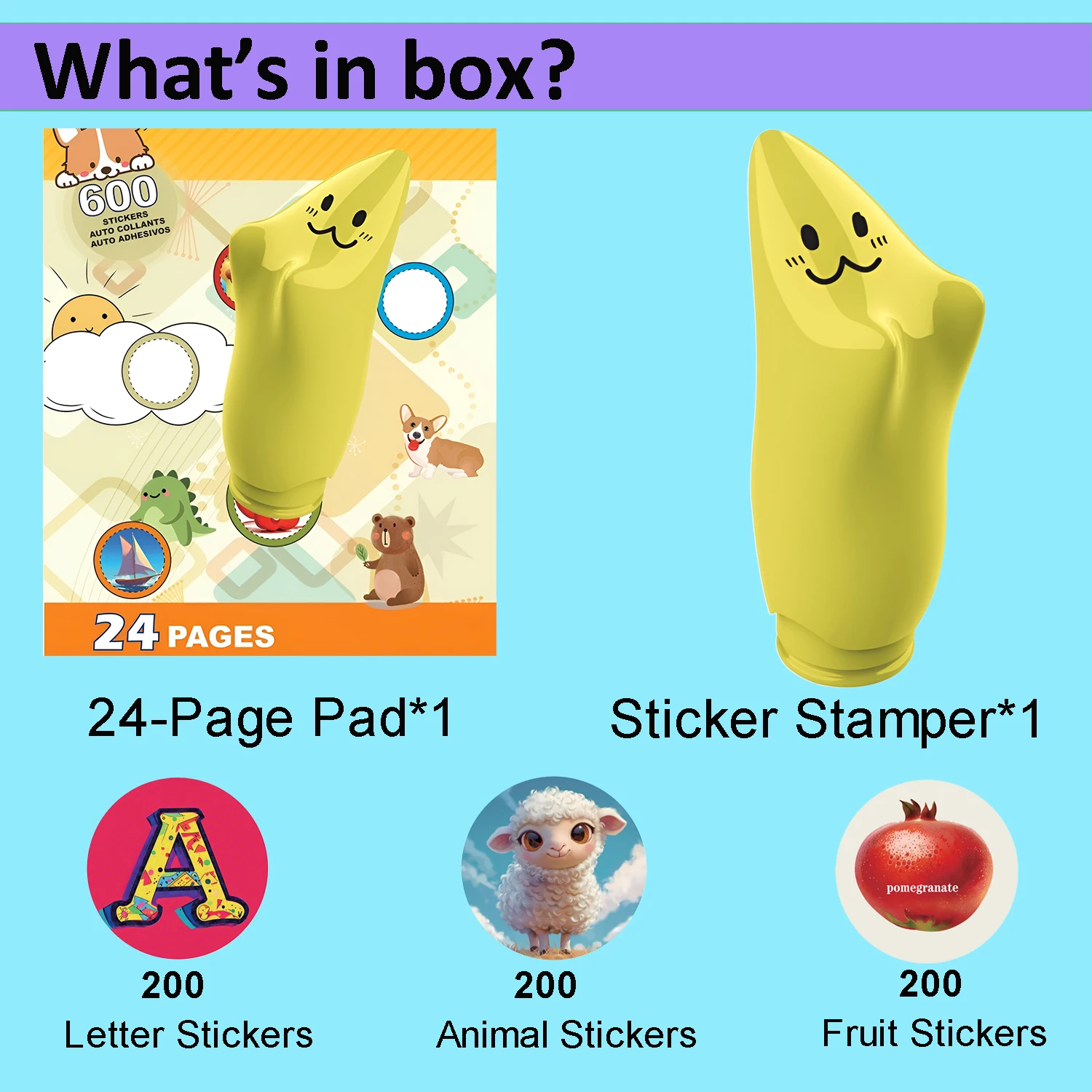 Sticker Stamper For Kids 3 Years+，600 DIY Animal Stickers，Children’S Gift，Fidgets Toys，Kids'S Early Education Toys