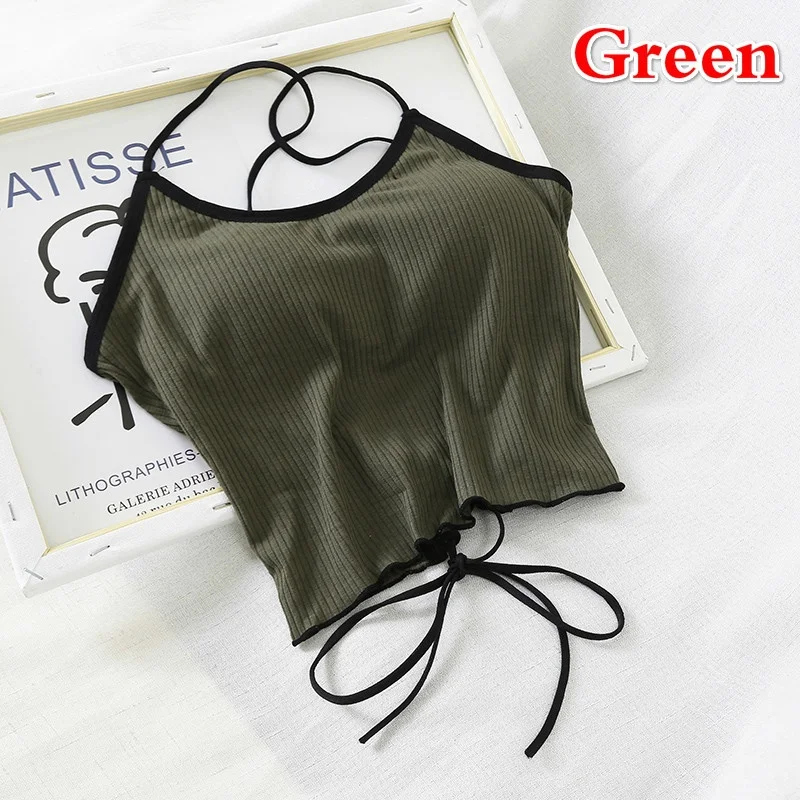 2026 Summer Slim Fit Open Back Sexy Chest Cushion Strap Women Crop Tops Sexy Solid Color Camisole Women Clothing