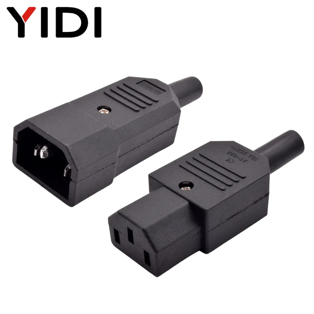 5pcs IEC 320 AC Power Wire Connector C13 C14 Rewireable 10A 250V Black Electrical 3 Pin Female Male Straight Cable Plug Socket