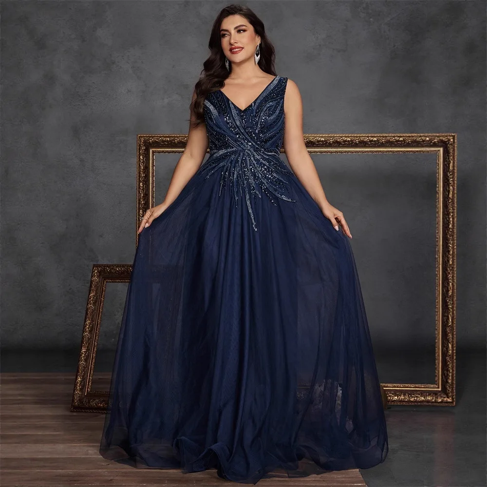 ชุดราตรีปักลายสำหรับคุณแม่ ไซส์พลัส สำหรับงานพรอมหรืองานเลี้ยง ออกแบบเซ็กซี่สำหรับสาวอวบอัด ผ้าไหมเอวต่ำ