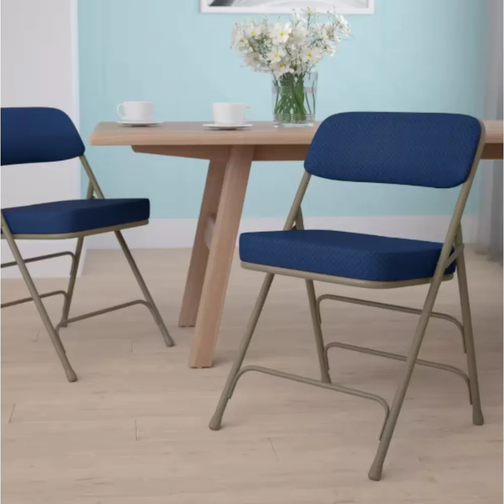 

Premium Curved Triple Braced and Double Hinged Fabric Upholstered Metal Folding Chair