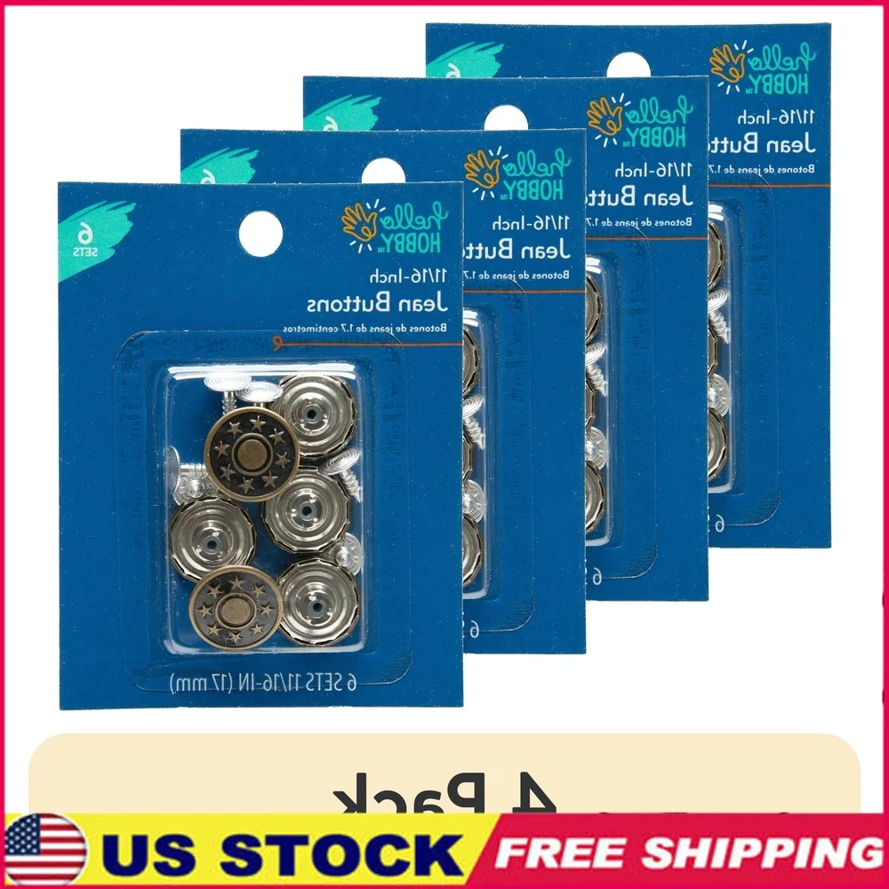 

Набор из 4 швейных джинсовых пуговиц, античная латунь, сменные застежки для брюк, шорты, легкий ремонт, прочные принадлежности для рукоделия