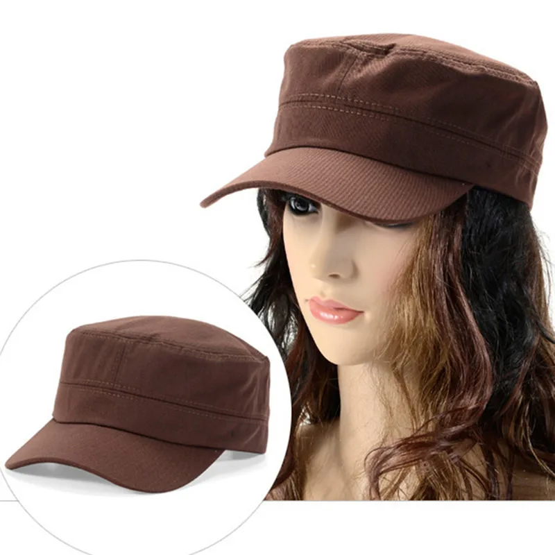 1PC Mode Männer Frauen Fünf Farben Unisex Einstellbar Klassischen Stil Plain Flache Vintage Armee Hut Kadett Militär Patrol Cap – Detail 4