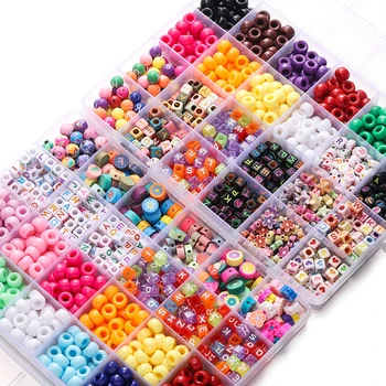 680pcs/Box Colorful Acrylic Pony Bead Square Letter Clay Spacer Beads for DIY Bracelet…