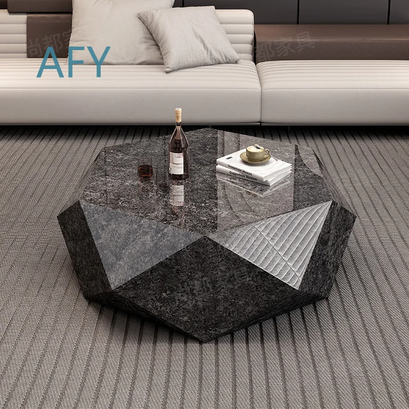 2025 New Coffee Table for Living Room Small Size Irregular Shape Diamond Design Brushed Stainless Steel Modern Minimalist