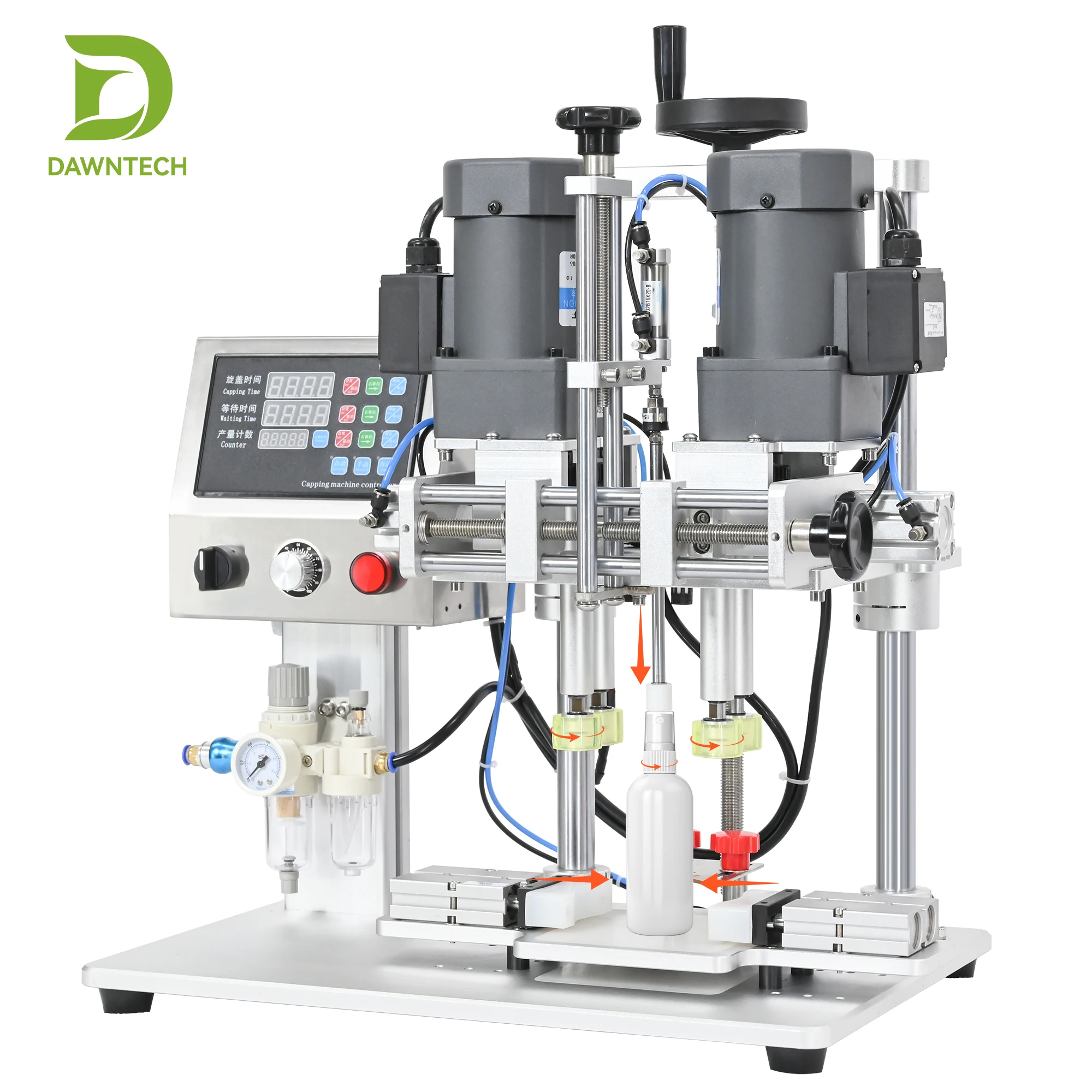Semi-Automatic 4 Wheel Screw Capping Machine for Plastic Glass Bottle Water Oil Juice Cosmetic Shampoo Electric