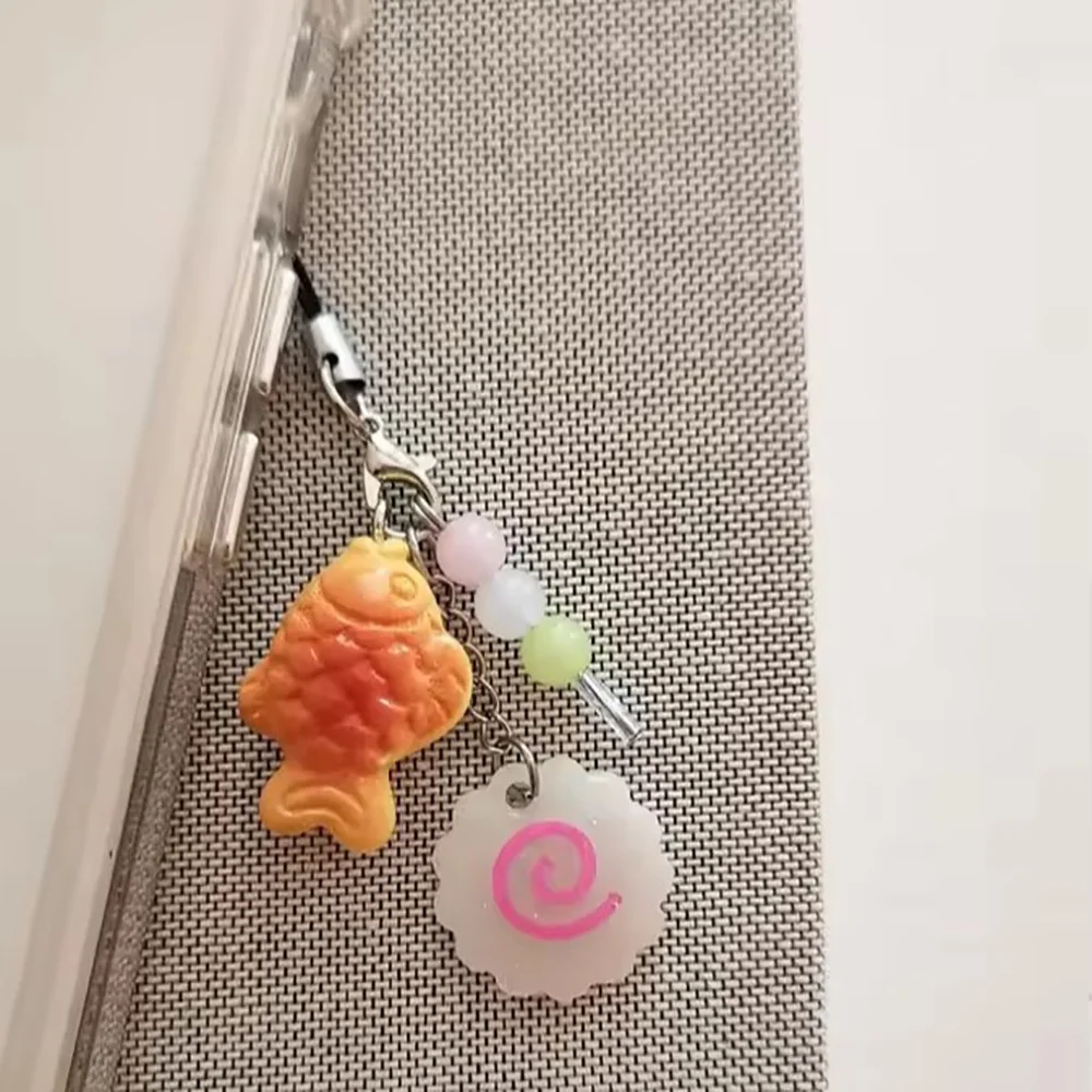 Kawaii japanische Street Food Taiyaki, Narutomaki Fischkuchen, Dango Handyanhänger Schlüsselanhänger Rucksack Anhänger dekoratives Geschenk