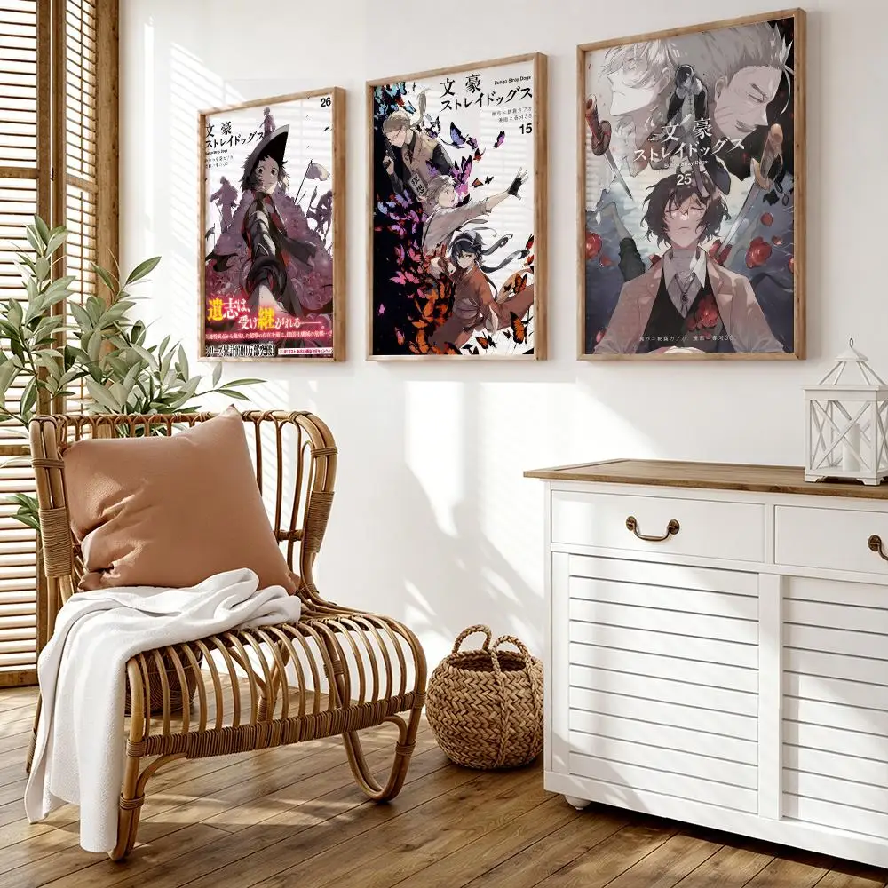 Anime B-Bungo Stray Dogs Poster Wall Stickers HD Painting Self Adhesive Art Decals for Bedroom Living Room Home Decor