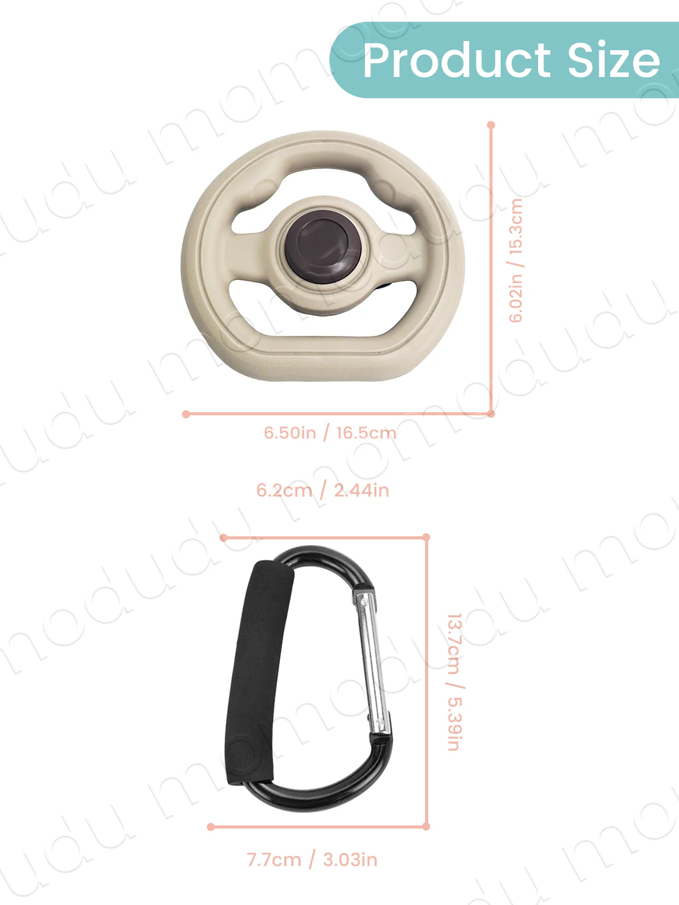 Rotatable Baby Stroller Steering Wheel & Heavy Duty Stroller Hook Set, Interactive Driving & Bag Hanger