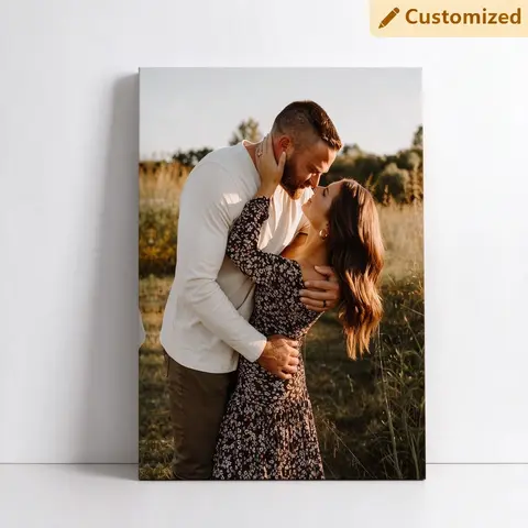 Custom Photo Canvas Print Personalized Unframed Wall Art for Couples Poster for Gallery Wall Decor & Wedding Anniversary Gift
