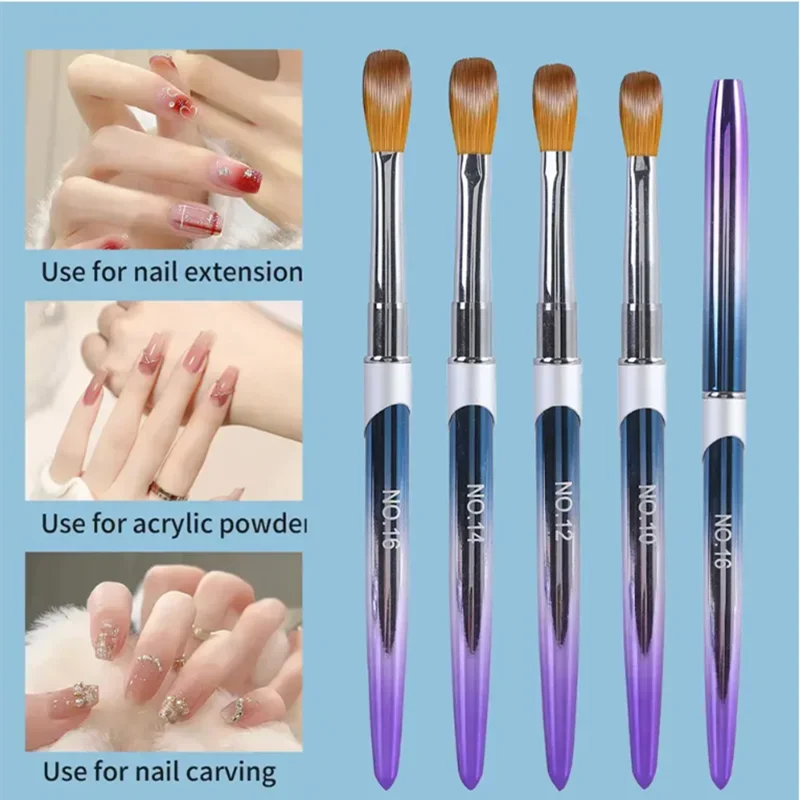 4 pezzi set di pennelli per unghie in acrilico pennello per polvere acrilica pennello per gel per estensione poli smalto per unghie penna per intaglio per le donne casa Solon unghie fai da te