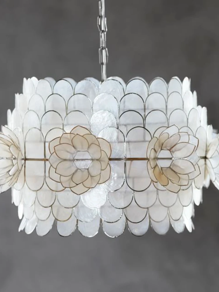 Lower City Park, New York Import Direct Mail American white flawless snowdrop flower natural mica decorative chandelier