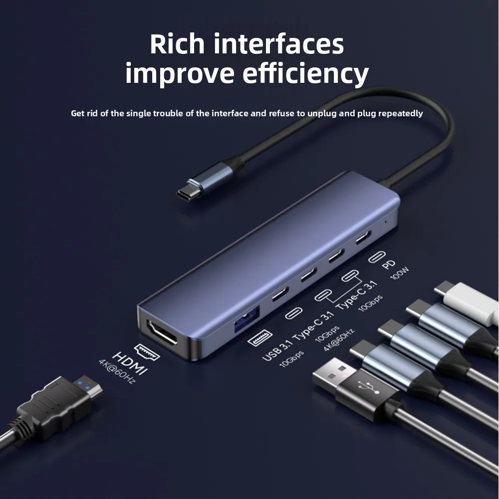 Type-C Docking Station USB 3.2 Hub Fully Functional Compatible with MacBook 10G Transmission 4K Screen Projection Stock Product
