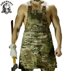 SINAIRSOFT Unisex Sleeveless Tactical Vest Apron Pinafore Camouflage Technician Mechanic Apron Multi-camo Work Clothes Gears