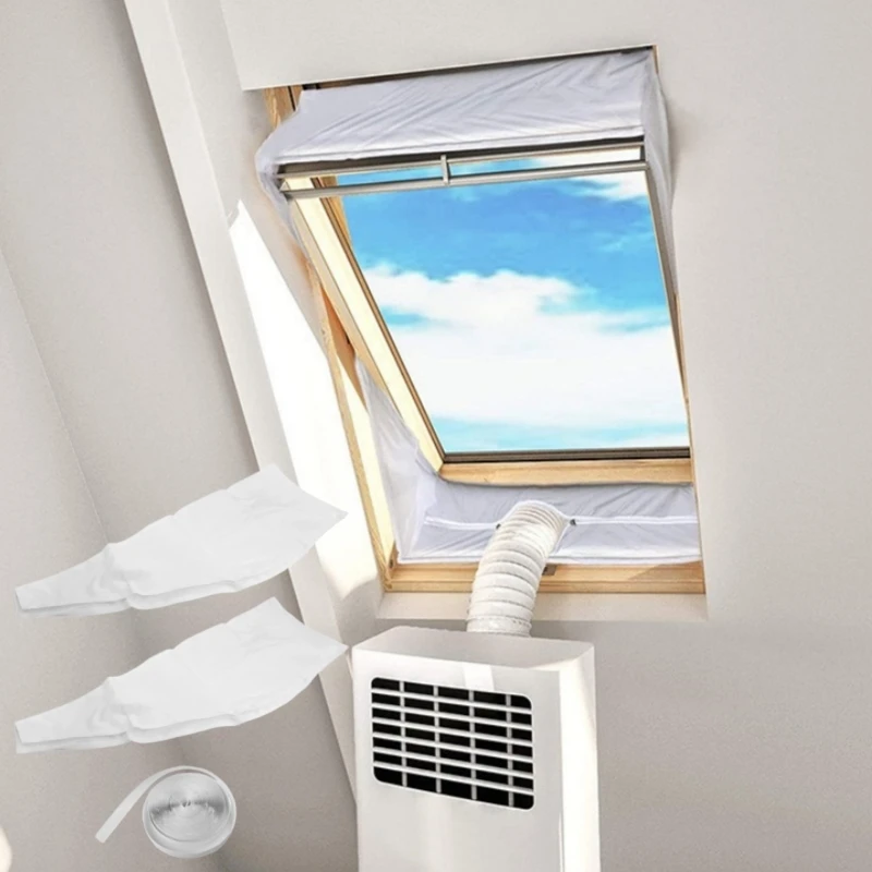 Portable AC Window Seal Cloth Energy Saving Air Conditioner Exhaust Hose Seal Kit Heat Insulation Dustproof Window Vent Cover