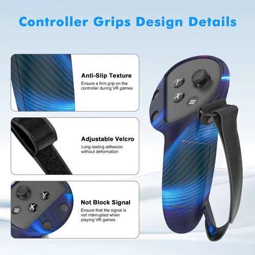 Imagen 2 del producto Juego de fundas protectoras de silicona para Quest 3s VR, funda protectora para controlador de auriculares, funda protectora para la cara, accesorios para Meta Quest 3s