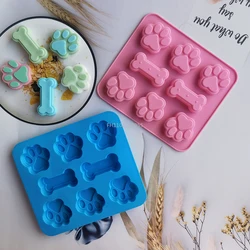Dog Footprint Silicone Mold Cake Molds Bone Cookie Cutter Fondant 3D DIY Cat Paw Silicone Bakeware Molds Cake Baking Accessories