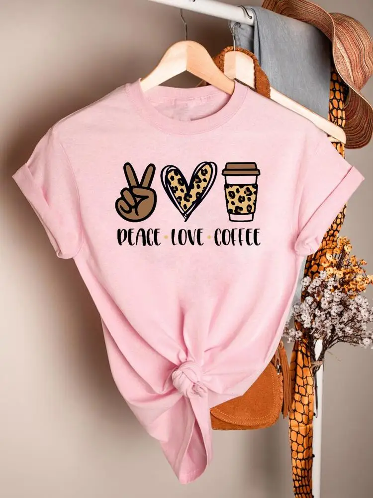 Camiseta estampada de manga corta para mujer, ropa informal de tendencia de leopardo café de los años 90, camisetas gráficas de moda