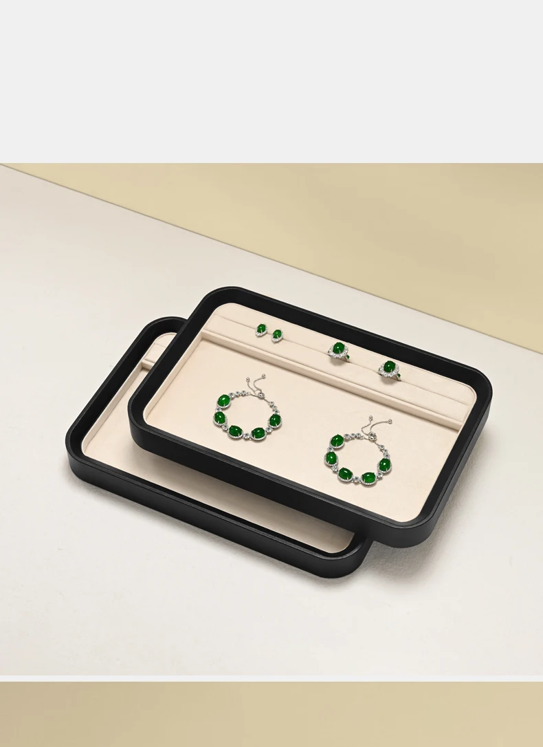 Oirlv PU-Leder Schmuck-Organizer-Tablett Schmuck-Präsentationsständer für Ringe, Halsketten, Anhänger Samt-Aufbewahrungs- und Präsentationstablett für Juweliergeschäfte – Detail 4