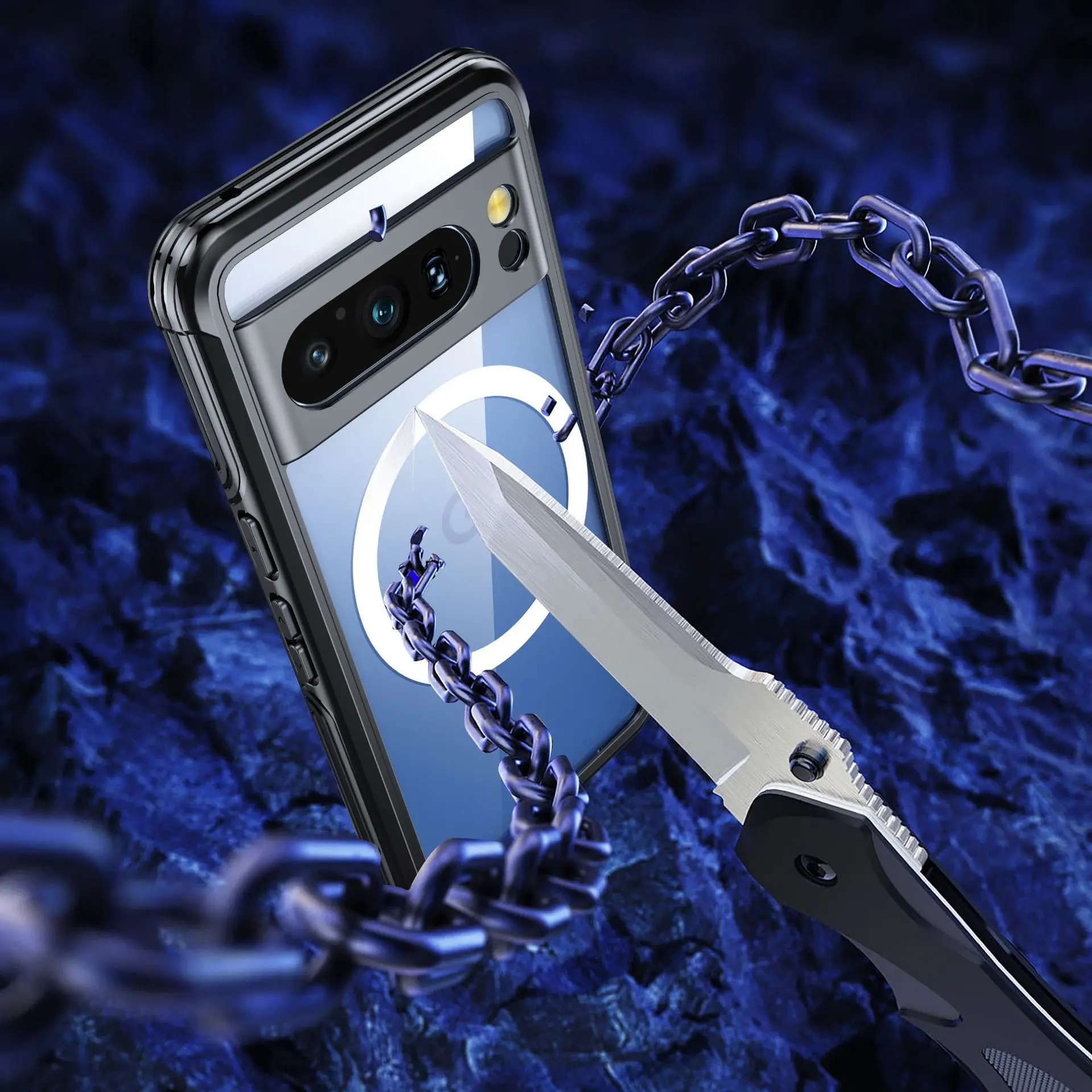 حافظة مغناطيسية ثلاثية المقاومة لعام 2025 لهاتف جوجل بيكسل 8 برو غطاء عازل للشاحن اللاسلكي حافظات مضادة للخبط لهاتف بيكسل 8 برو Pixel8Pro