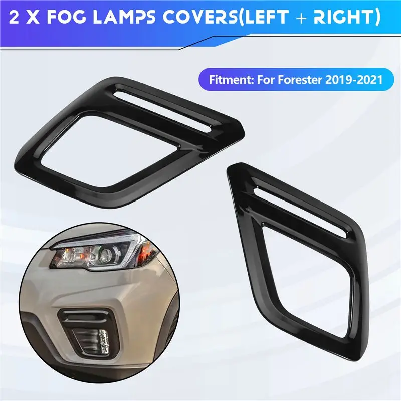 Front Fog Lamp Cover Trim For Subaru Forester Sport/Touring/E-BOXER/IS/SK 2019-2021 Black Car Foglight Trims Stickers-T61C
