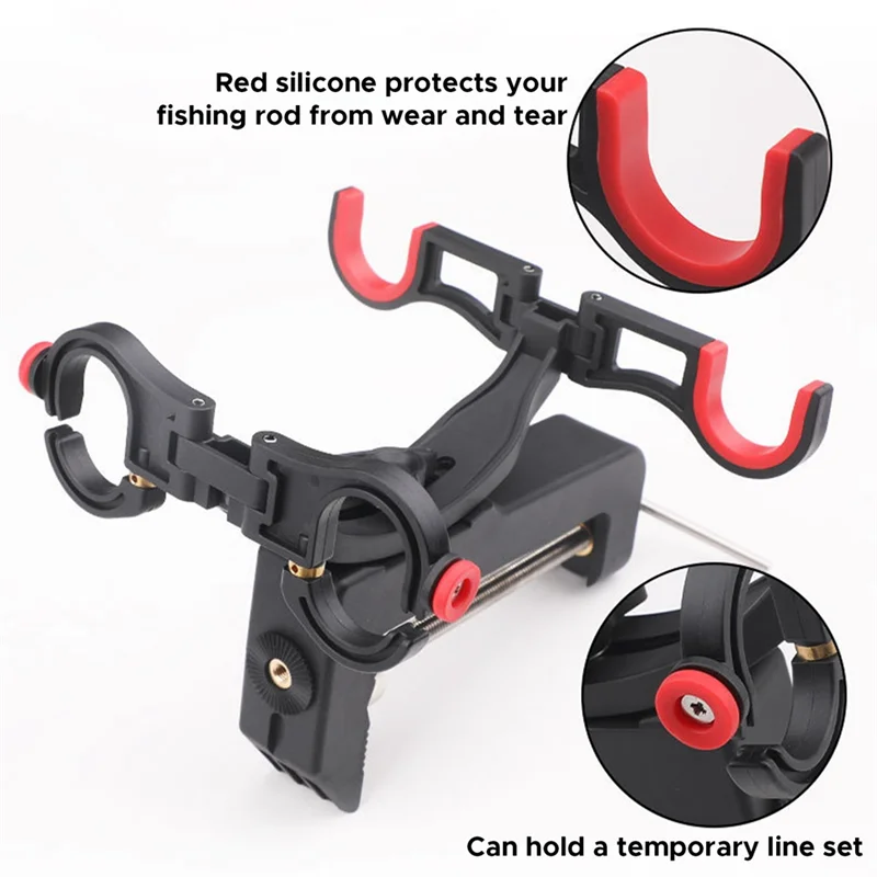ABHS-Dual Boat Fishing Rod Holder Fishing Rod Holder Mount Support Adjustable Rod Holder Fishing Support Gear For Boat Bank Fish