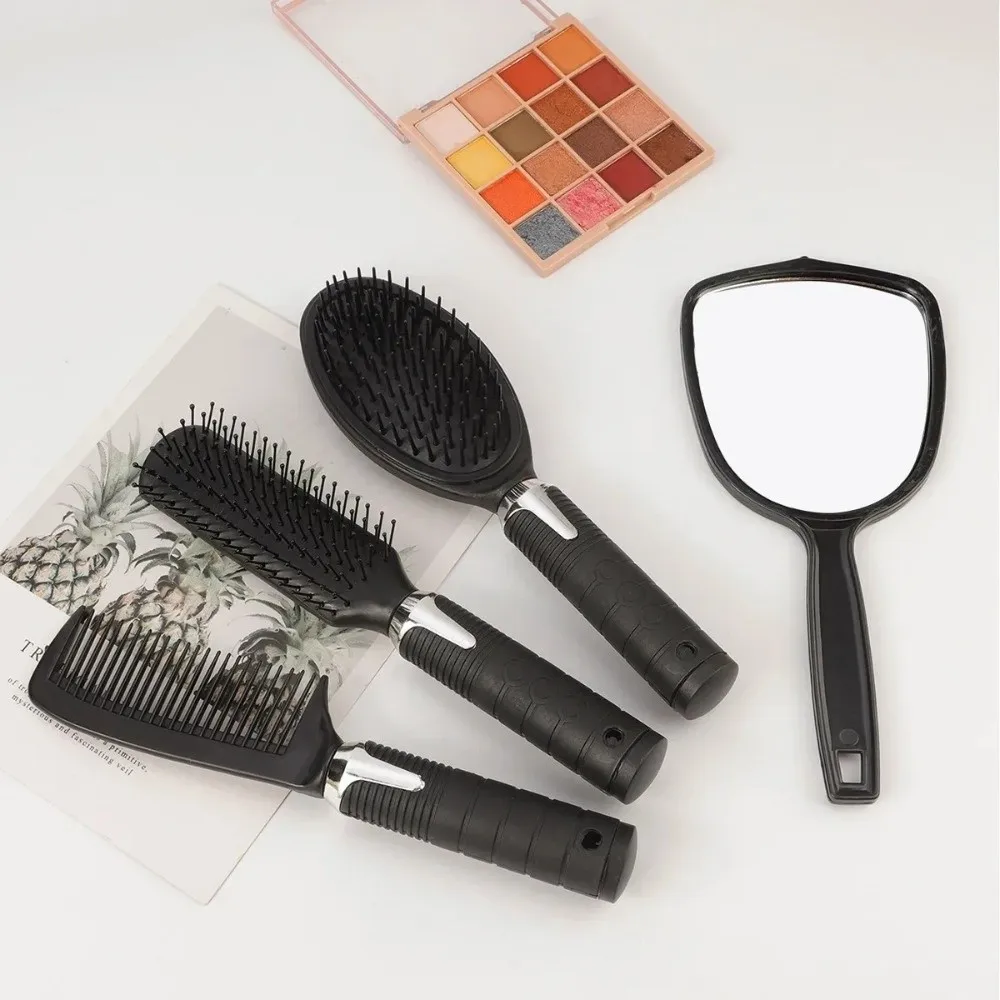 4Pcs/set Grooming Hair Comb Set Non-slip Styling Salon Massage Comb with Makeup Mirror Anti-static Hair Comb Brush