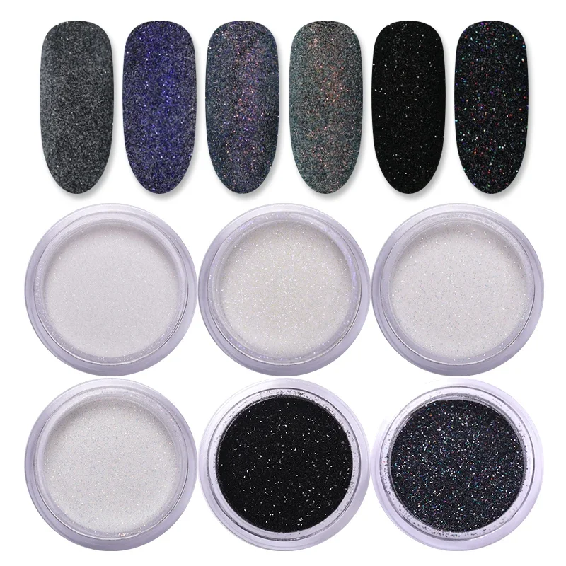 Doos Nagelsuiker Poeder Glitter Iriserend Nagel Pigment Stof Haar Wol Nail Art Decoratie Accessoire