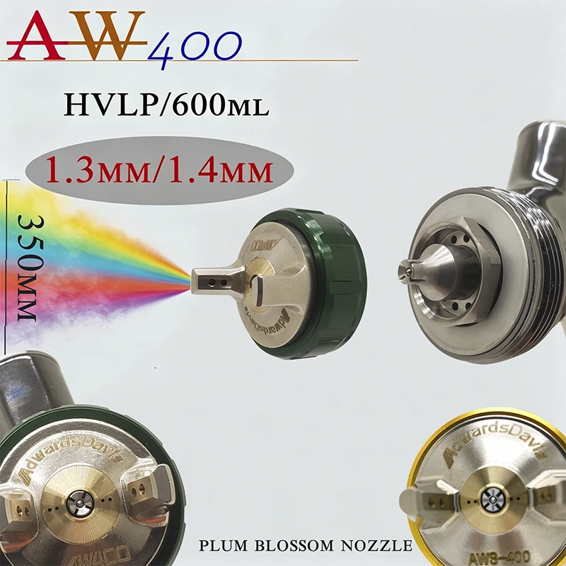 Professional AW400 HVLP Spray Gun, High Atomization 1.3/1.4/1.7mm Nozzle Paint Gun with Gravity Cup for Automotive & Woodworking