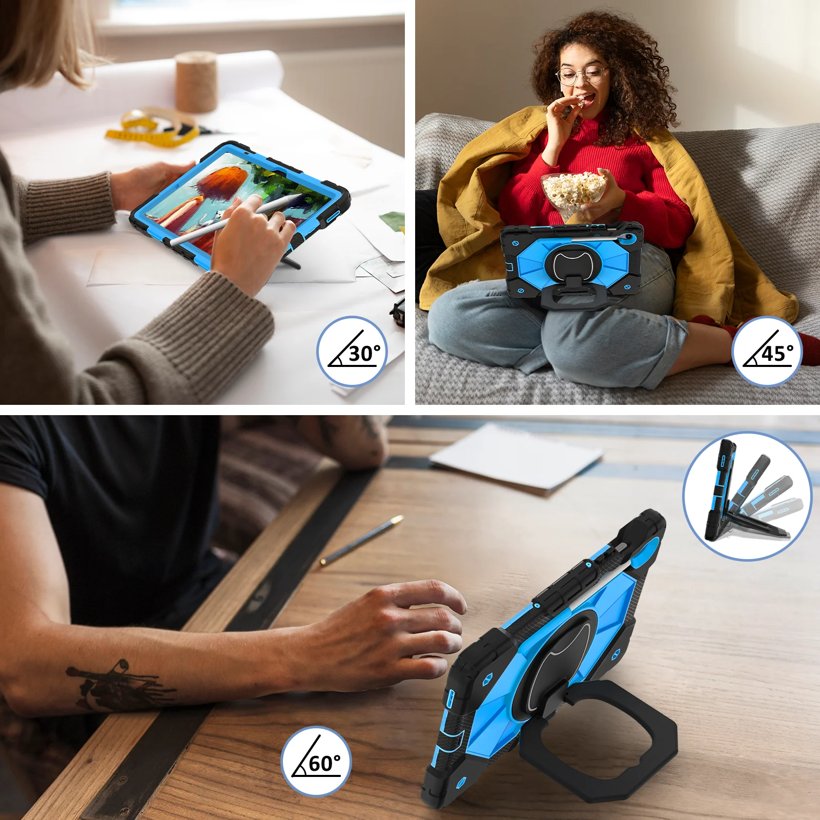 Wytrzymałe etui z funkcją podstawki, uniwersalne do Samsung Galaxy Tab S10 Lite S9 FE SM-X400 X406 X520 X526 X510 X516 X710 X716, obrotowe etui. — zdjęcie produktu 4