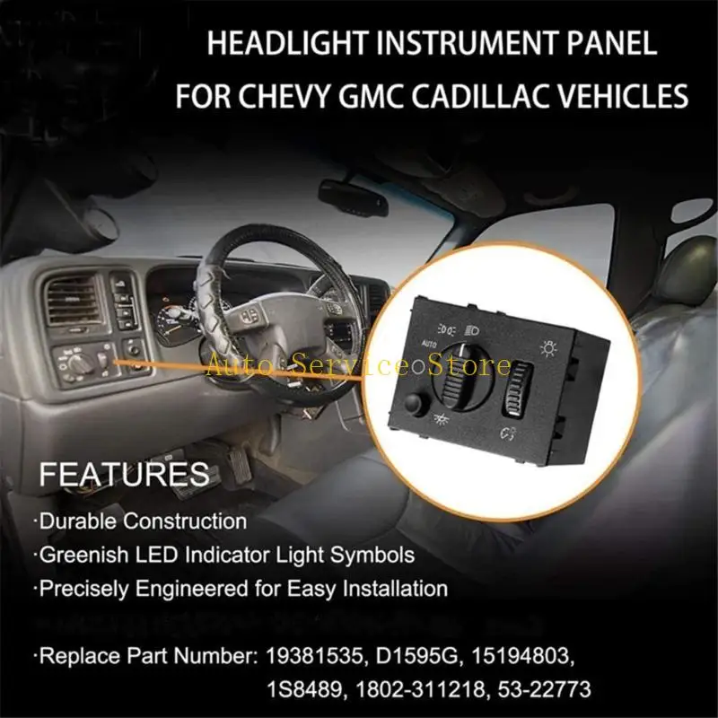 462A Headlight Switch Control Fog Lamp Knob 19381535 Car Headlamp Fog Light Integrated Switch Black